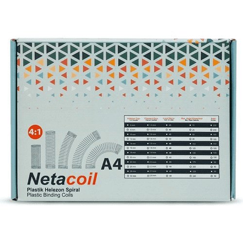 Netacoil 4:1 Plastik Helezon Spiral 20mm Şeffaf 100 Adet