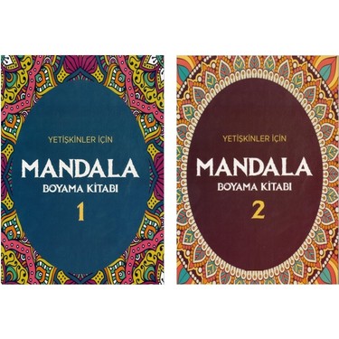 Yetişkinler İçin Mandala Boyama Kitabı 1-2 Kitap