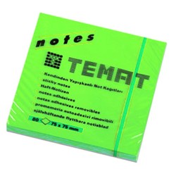 Temat Yapışkanlı Not Kağıdı Yeşil Fosforlu 75x75mm