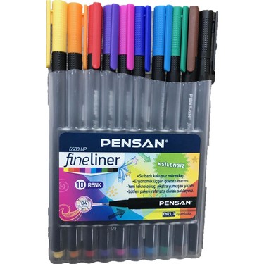 Pensan 6500 0.4 mm 10 Renk Plastik Kutu Fineliner