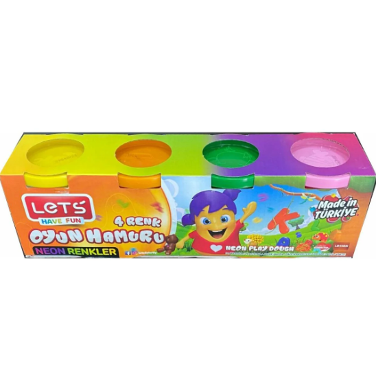 Lets Oyun Hamuru Neon 4 Renk 460Gr L8440N Lets Oyun Hamuru Neon 4 Renk 460Gr L8440N